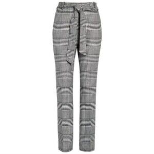 Halogen Bold Plaid Houndstooth Pant with Waist Tie Belt, Size 4, Black/White NWT